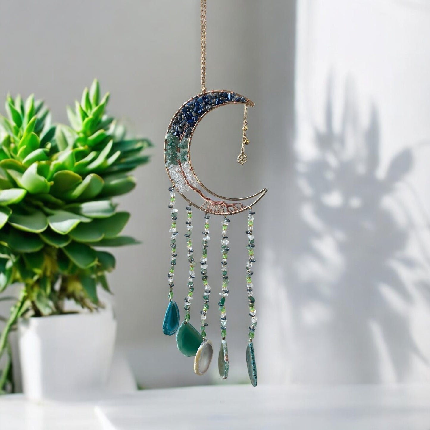 ATTRAPE SOLEIL LUNE lapis lazuli , aventurine, cristal de roche