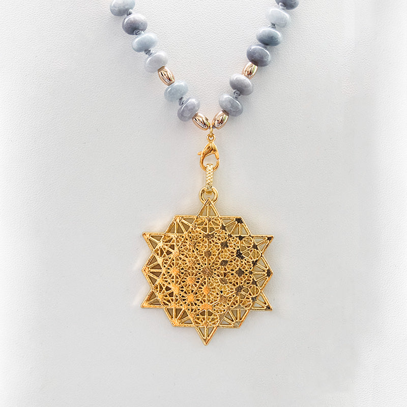 Collier - ANGELITE pendentif doré