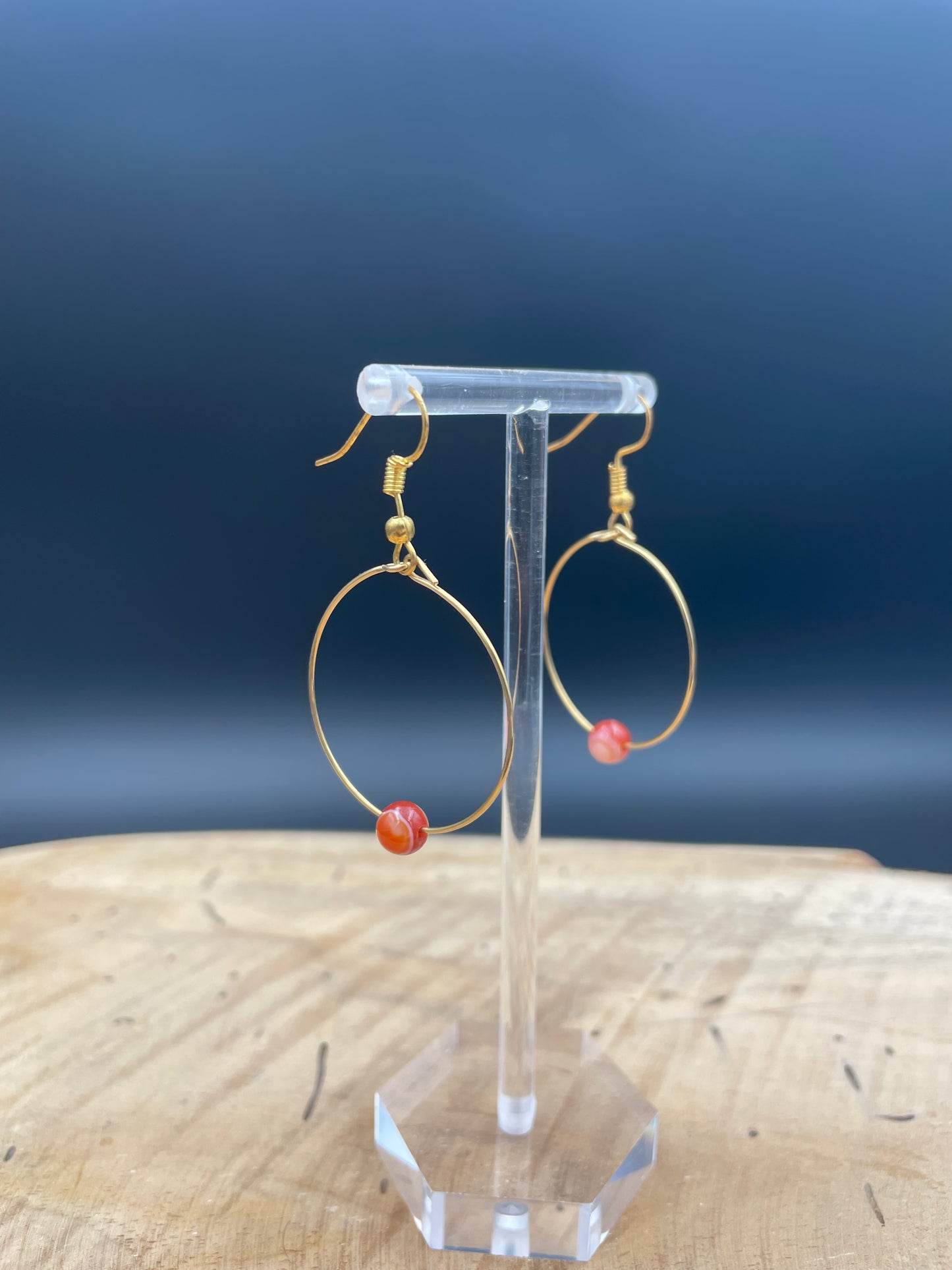 Boucles d'oreilles acier inoxydable -cornaline