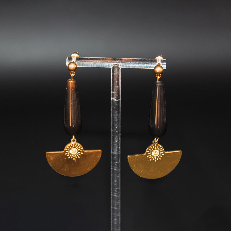 Boucles d'oreilles acier inoxydable - AGATE DU BOTSWANA