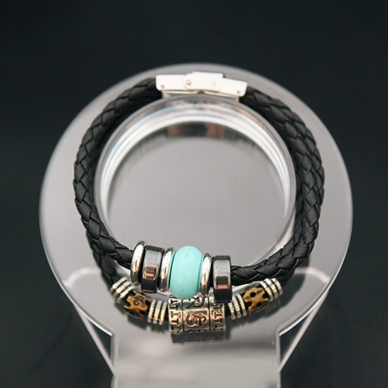 Bracelet - CUIR ET TURQUOISE - 6 mm