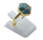 Bague Argent 925 Hexagonale plaqué or