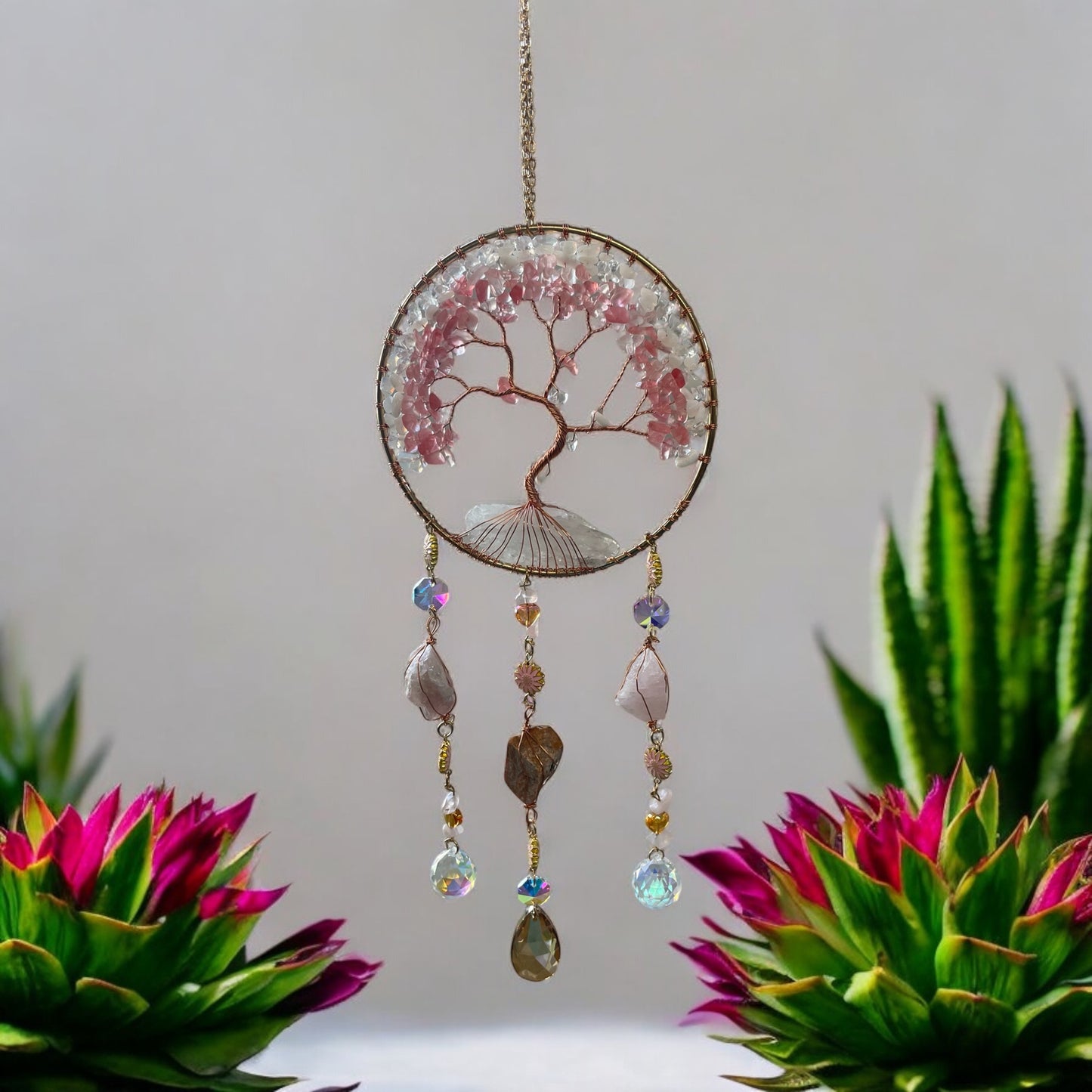 ATTRAPE SOLEIL arbre de vie quartz rose