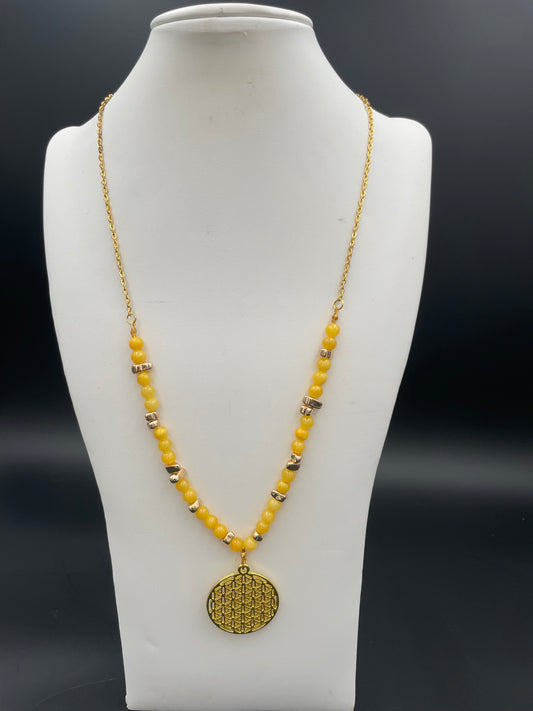 COLLIER-AGATE JAUNE