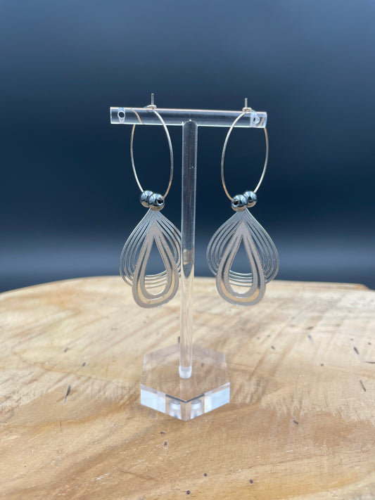 Boucles d'oreilles acier inoxydable -hématite