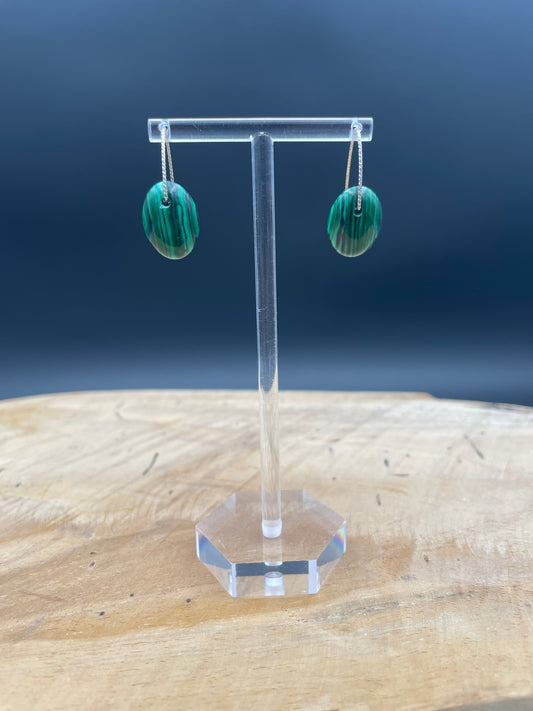 Boucles d'oreilles acier inoxydable -malachite