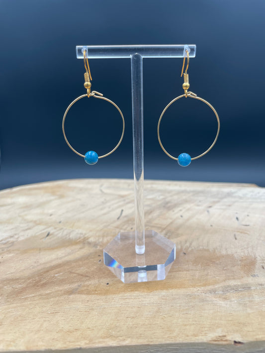 Boucles d'oreilles acier inoxydable -apatite