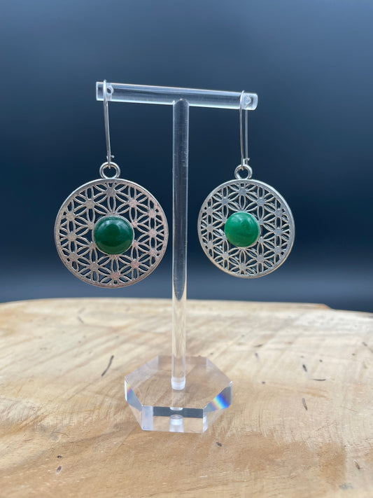 Boucles d'oreilles acier inoxydable -aventurine