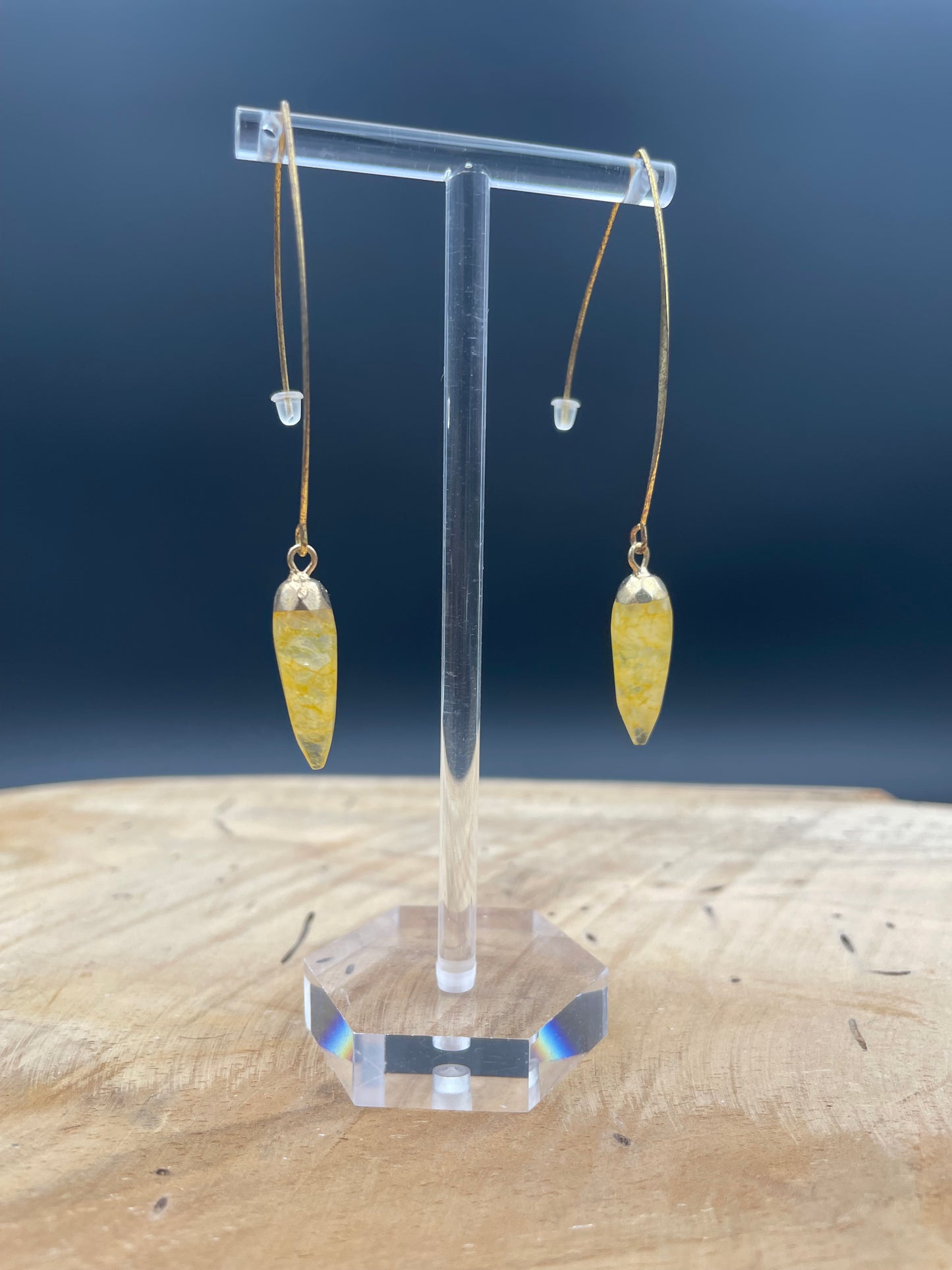 Boucles d'oreilles acier inoxydable -citrine