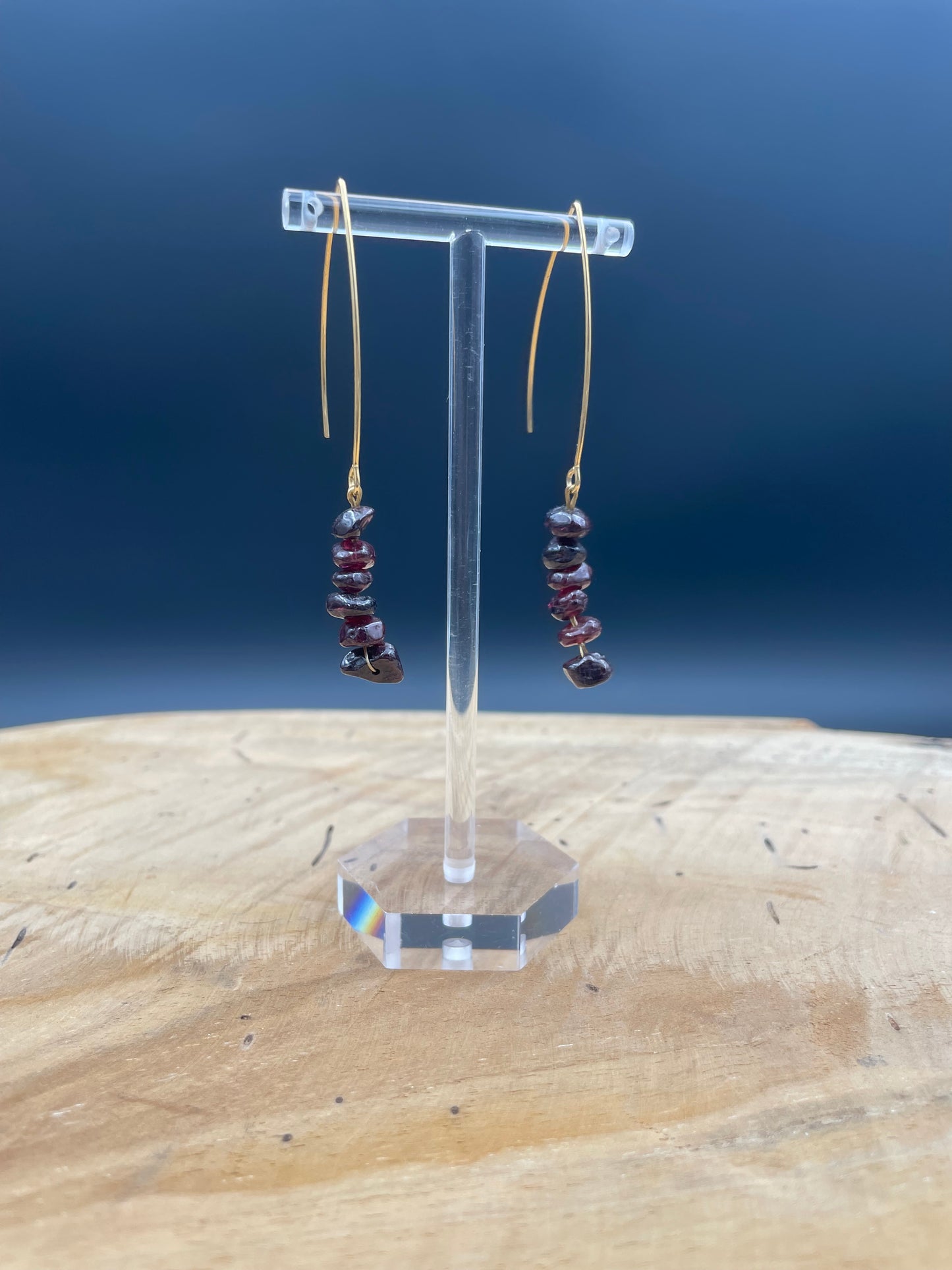 Boucles d'oreilles acier inoxydable -grenat