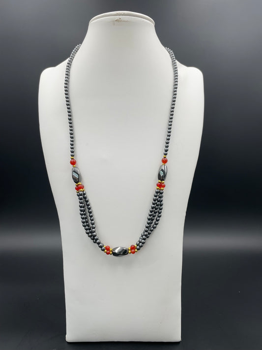 Collier - HEMATITE ET CORNALINE