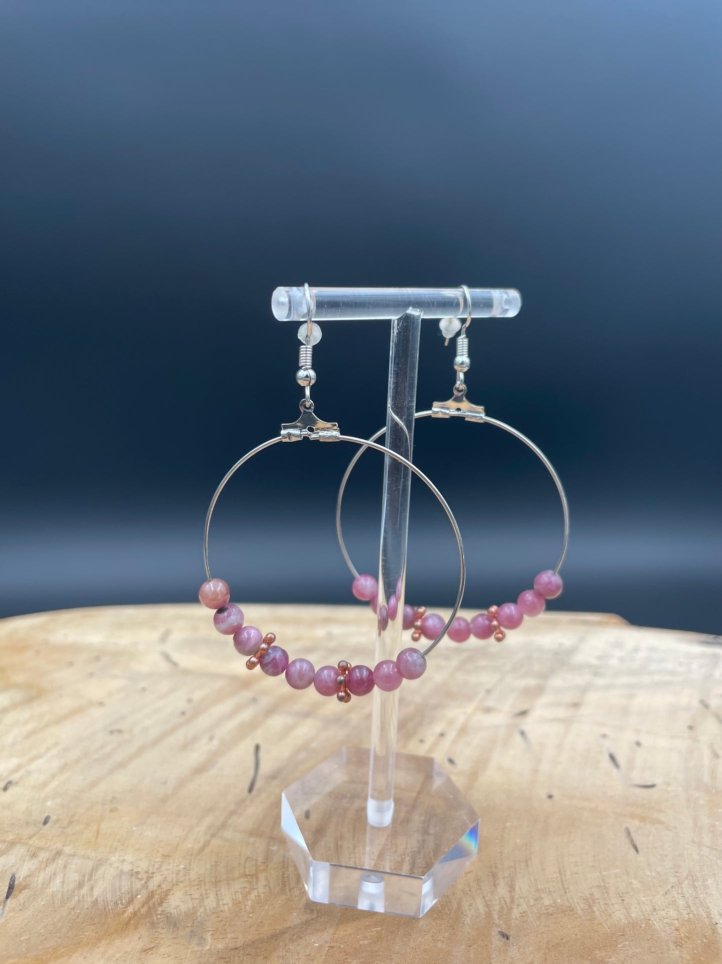 Boucles d'oreilles acier inoxydable -agate