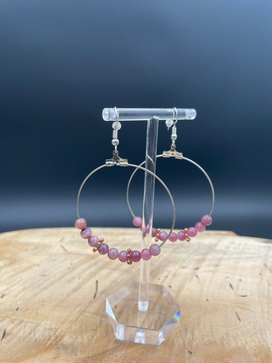 Boucles d'oreilles acier inoxydable -agate