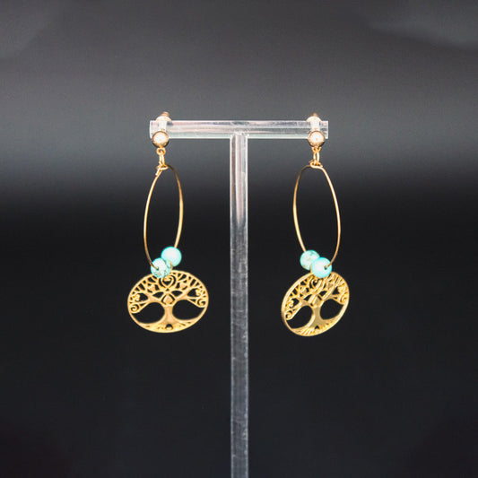 Boucles d'oreilles acier inoxydable - Turquoise