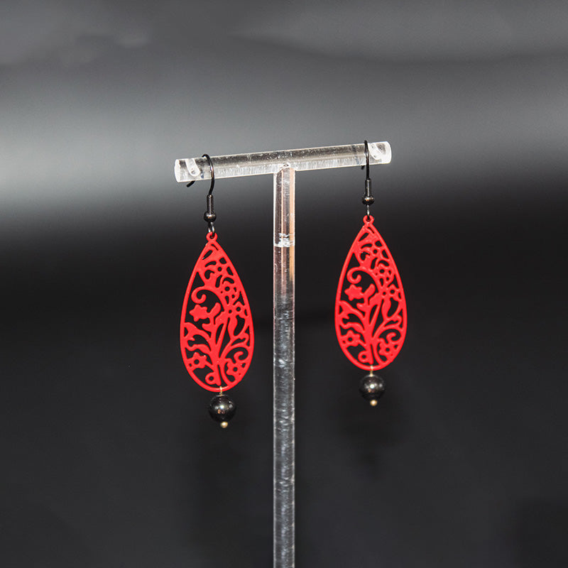 Boucles d'oreilles acier inoxydable - OBSIDIENNE