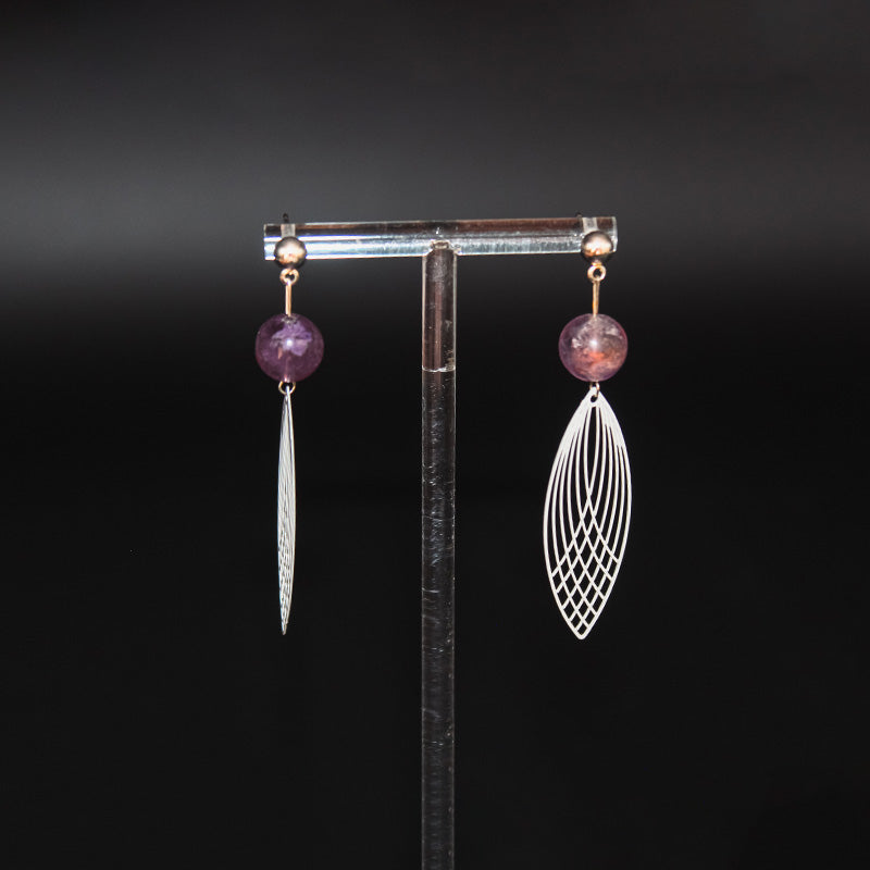 Boucles d'oreilles acier inoxydable - AMETHYSTE