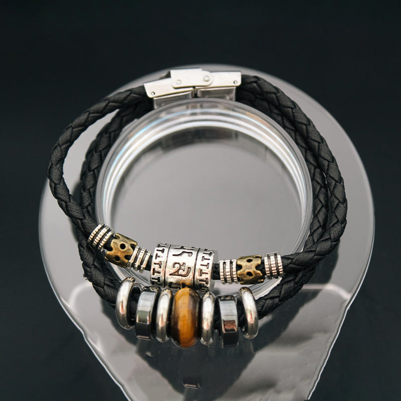 Bracelet - OEIL DE TIGRE ET CUIR