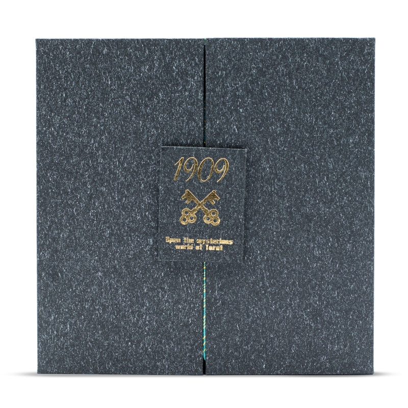 Coffret tarot feuille métallisée or & turquoise – avec livret